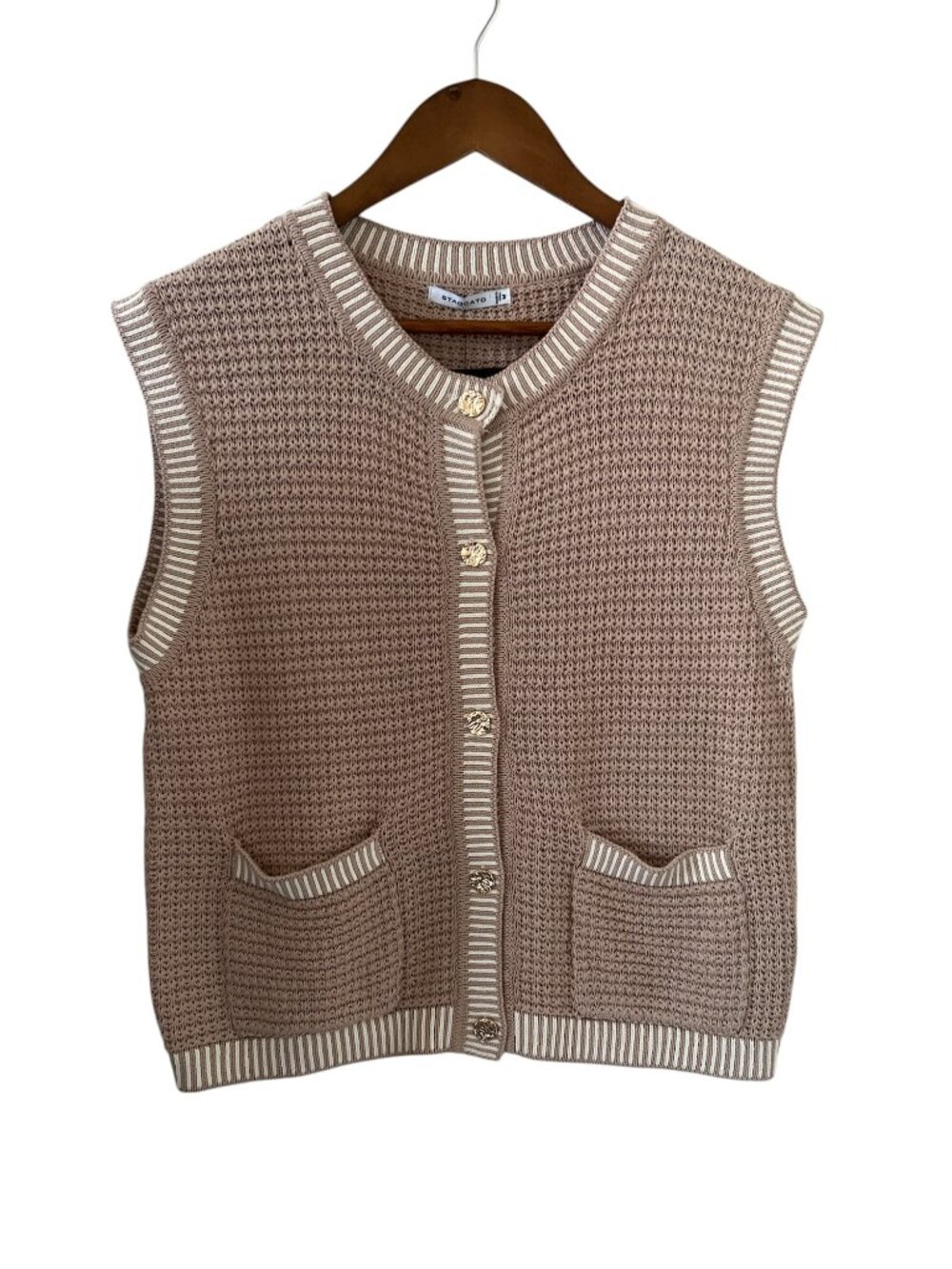 Staccato NEW Button Front Sweater In Haven Taupe Size M